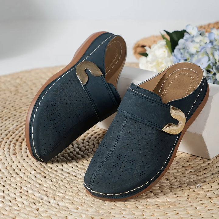 Stella - Chic Wedge Perforated Slip-On Sandals