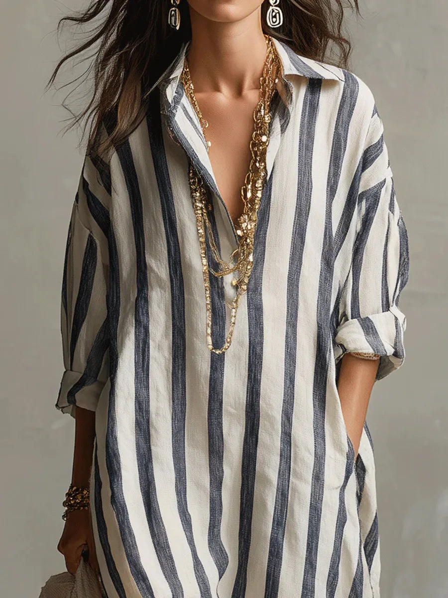 Amaris - Chic Linen Long Shirt Dress Women