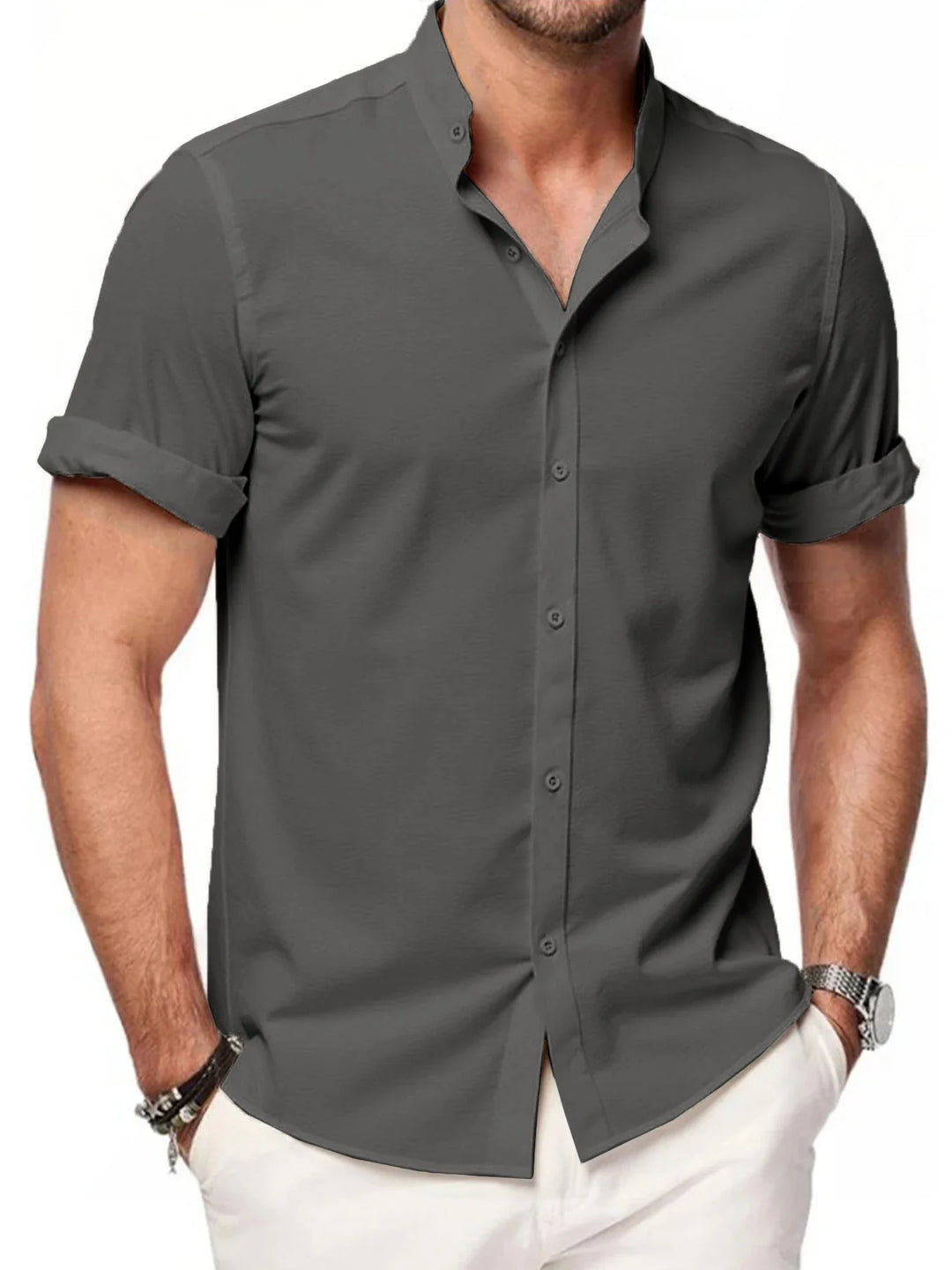 Max - Men's Henley Oxford Linen Shirt