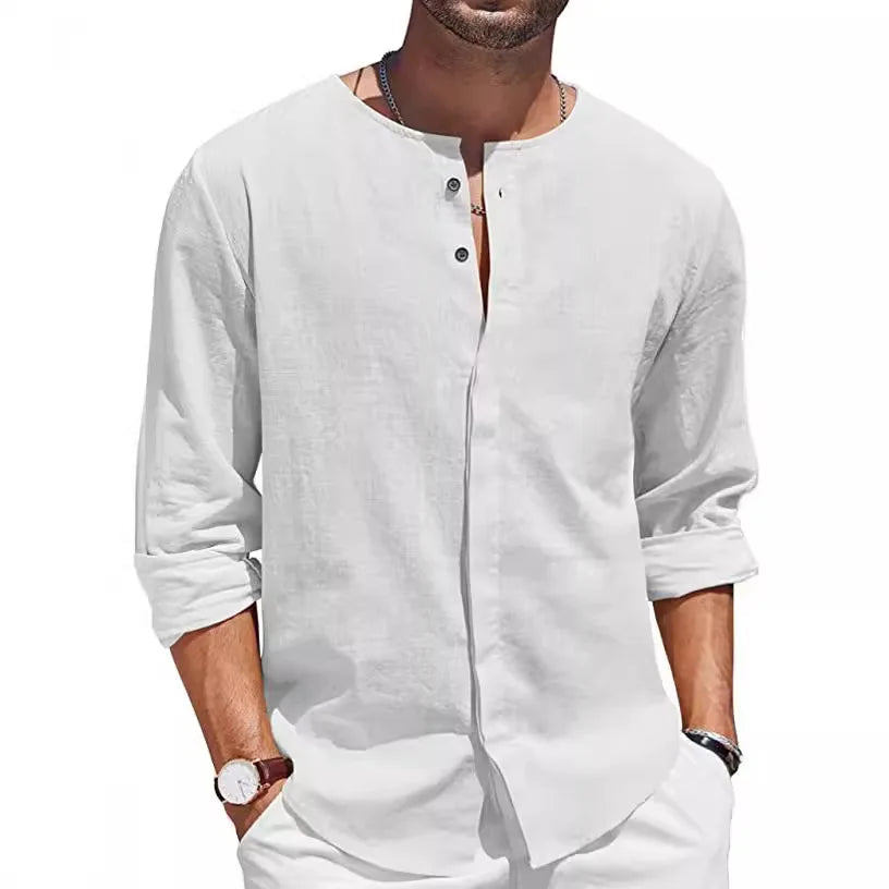 Jackson - Men's Button Front Linen Henley Summer Shirt