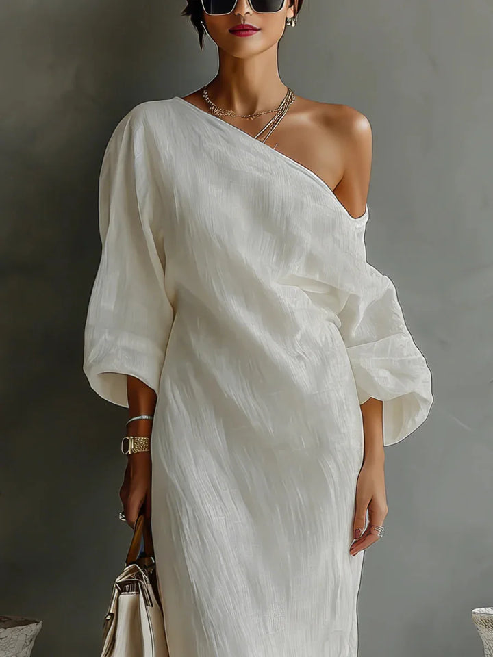 Daisy - Women Linen One Shoulder Maxi Dress