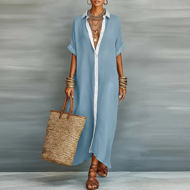 Gemma Elegant Linen Long Shirt Sundress