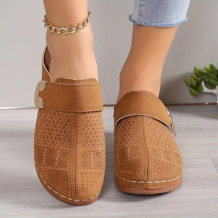 Stella - Chic Wedge Perforated Slip-On Sandals