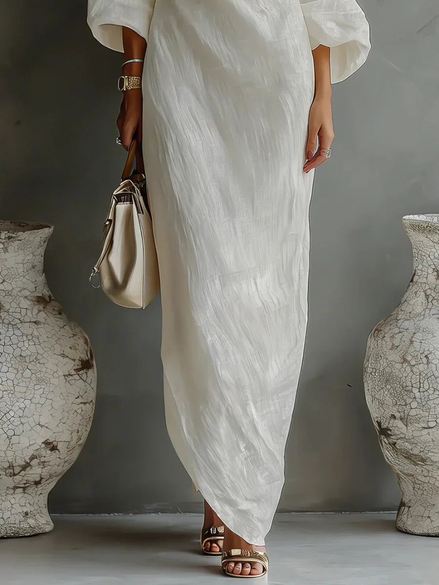 Daisy - Women Linen One Shoulder Maxi Dress