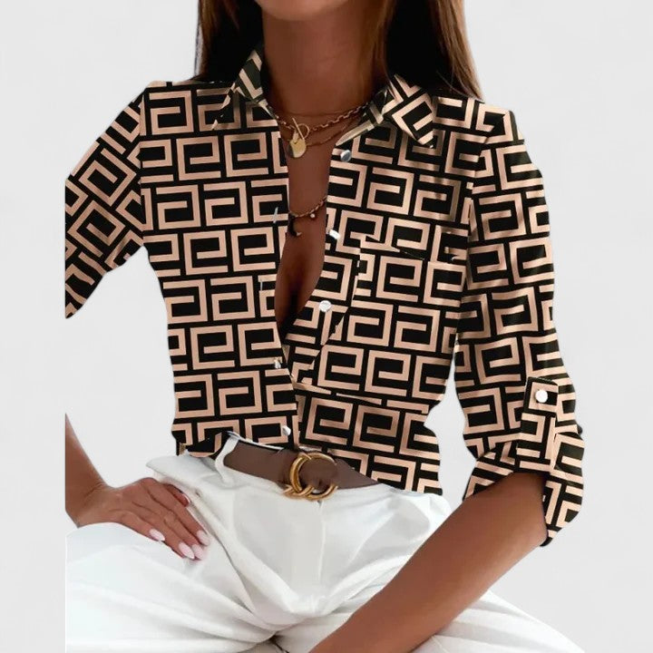 Lise | Elegant Long Sleeve Collared Blouse