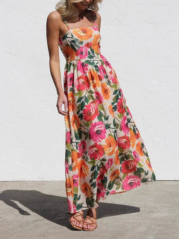 Isadora Women’s Floral Backless Slip Maxi Dress