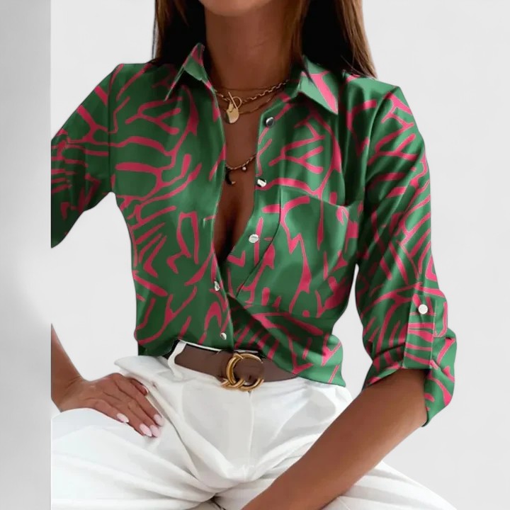Lise | Elegant Long Sleeve Collared Blouse