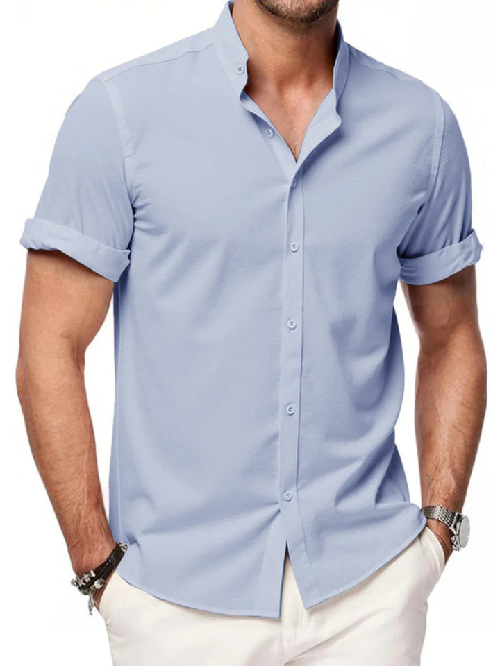 Max - Men's Henley Oxford Linen Shirt