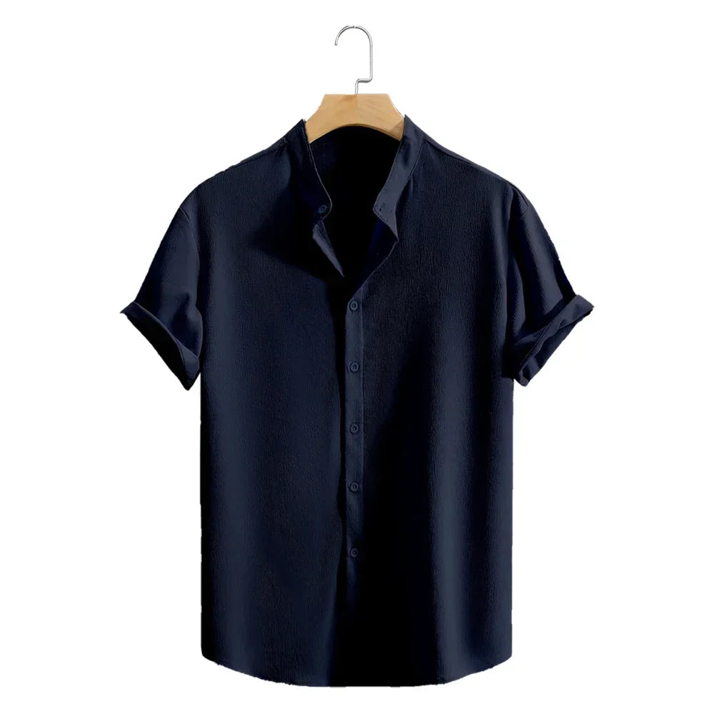 Max - Men's Henley Oxford Linen Shirt