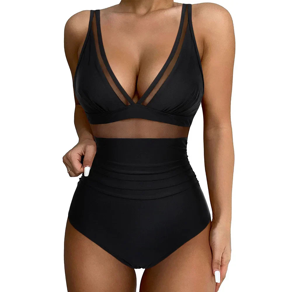 Selena | Women’s One-Piece Swimsuit with Mesh Tummy Control