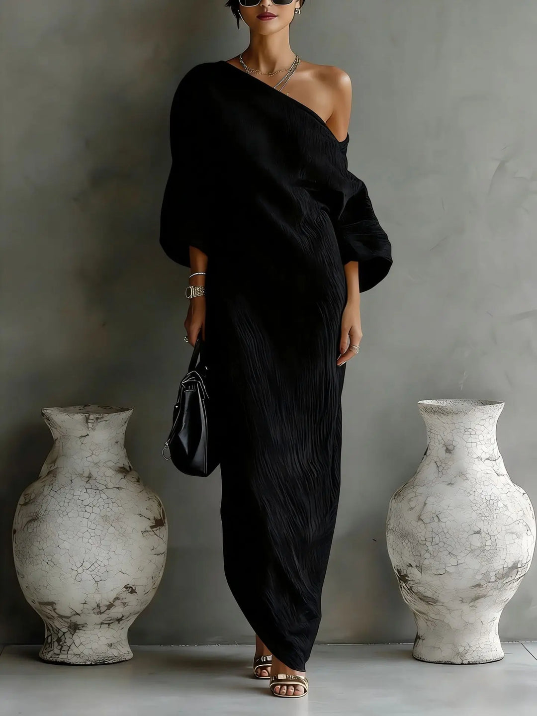 Daisy - Women Linen One Shoulder Maxi Dress