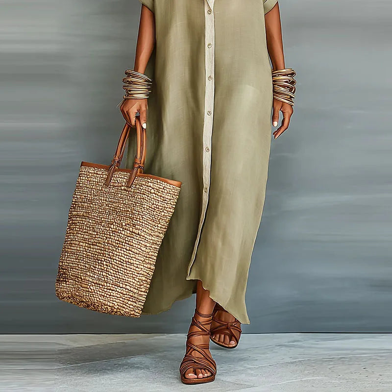 Gemma Elegant Linen Long Shirt Sundress