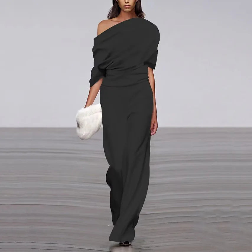 Aiza | Elegant Jumpsuit for Women with One-Shoulder Asymmetrical Neckline