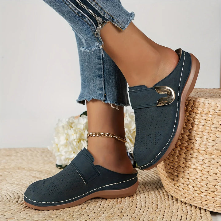 Stella - Chic Wedge Perforated Slip-On Sandals