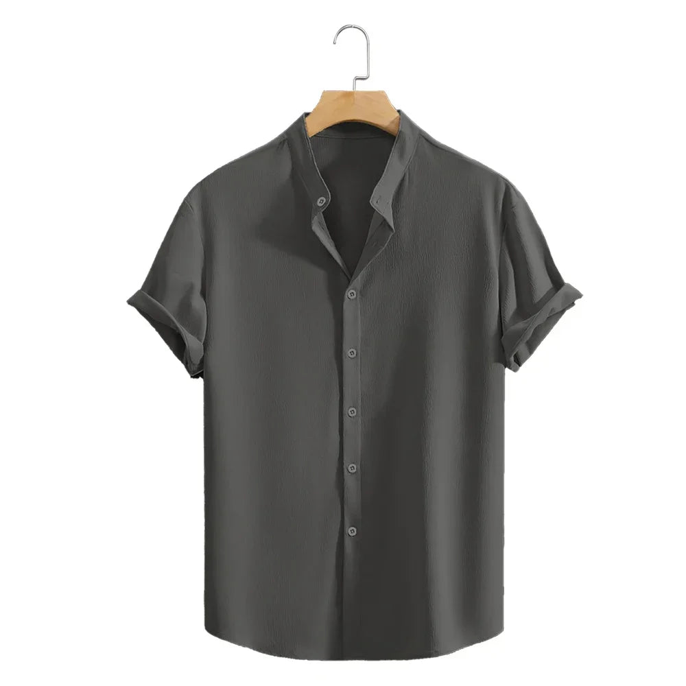 Max - Men's Henley Oxford Linen Shirt