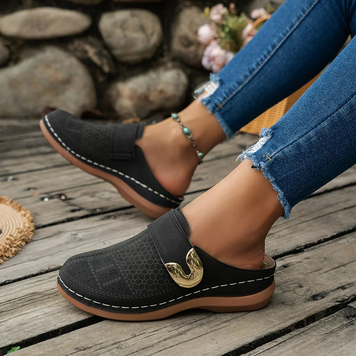 Stella - Chic Wedge Perforated Slip-On Sandals