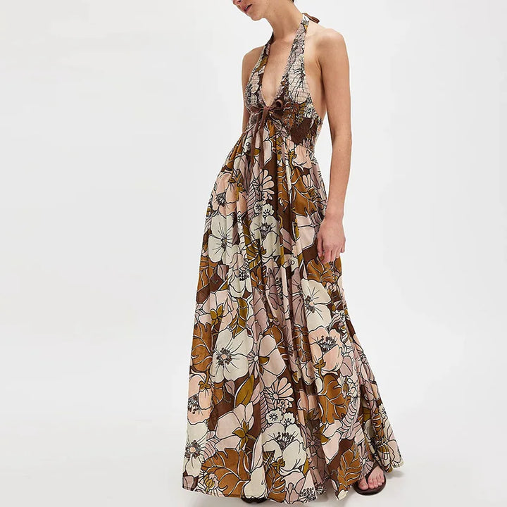 Women’s Floral Halter Maxi Beach Dress
