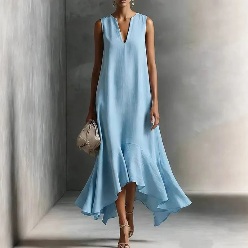 Andrea - Women's Elegant V Neck Flowy Sundress