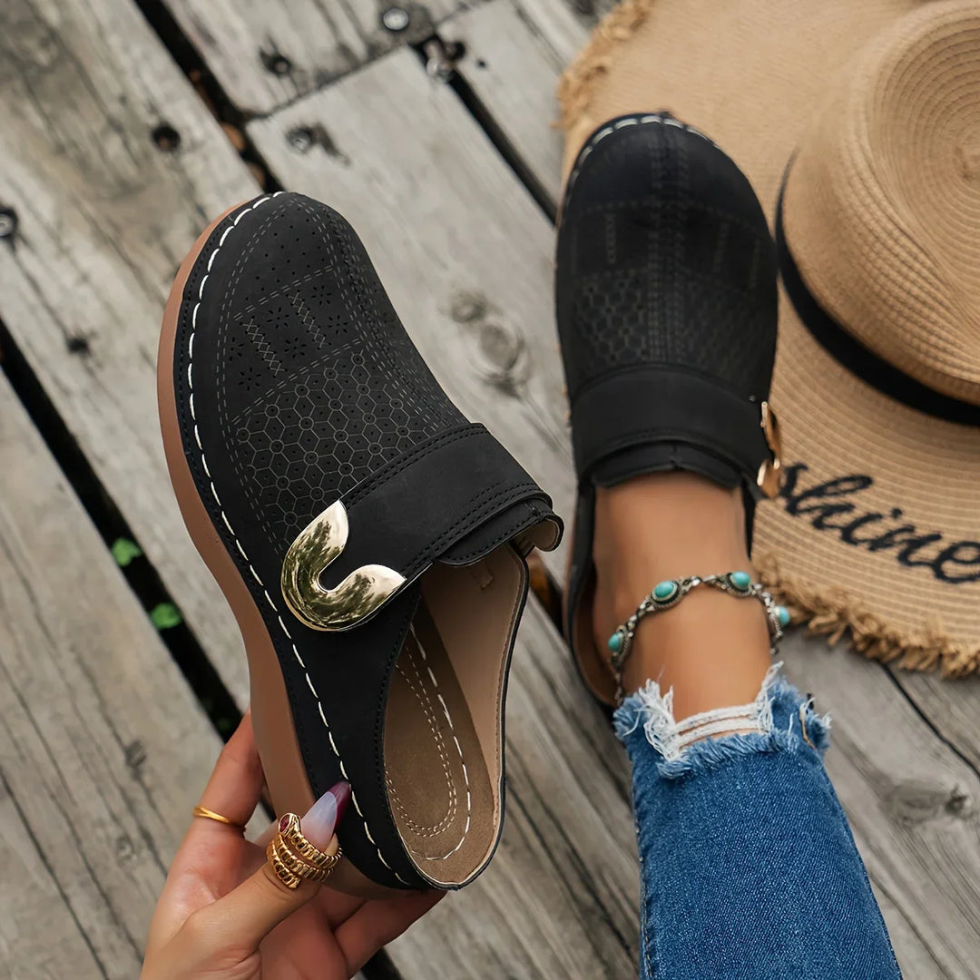 Stella - Chic Wedge Perforated Slip-On Sandals