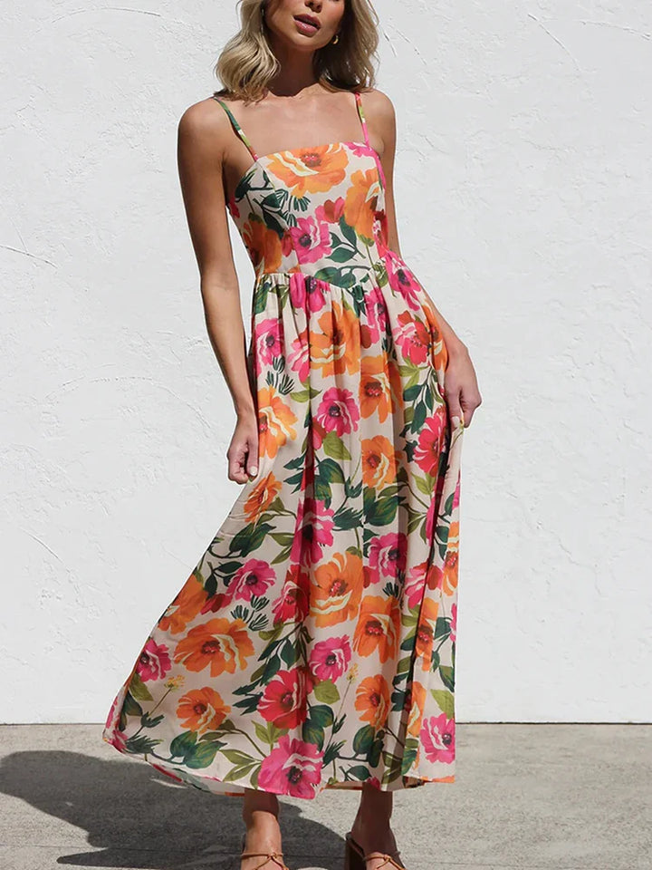 Isadora Women’s Floral Backless Slip Maxi Dress