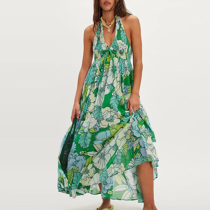 Women’s Floral Halter Maxi Beach Dress
