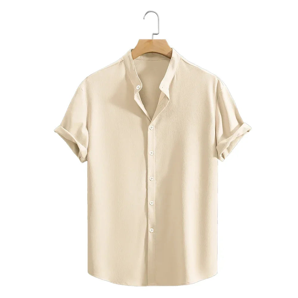 Max - Men's Henley Oxford Linen Shirt