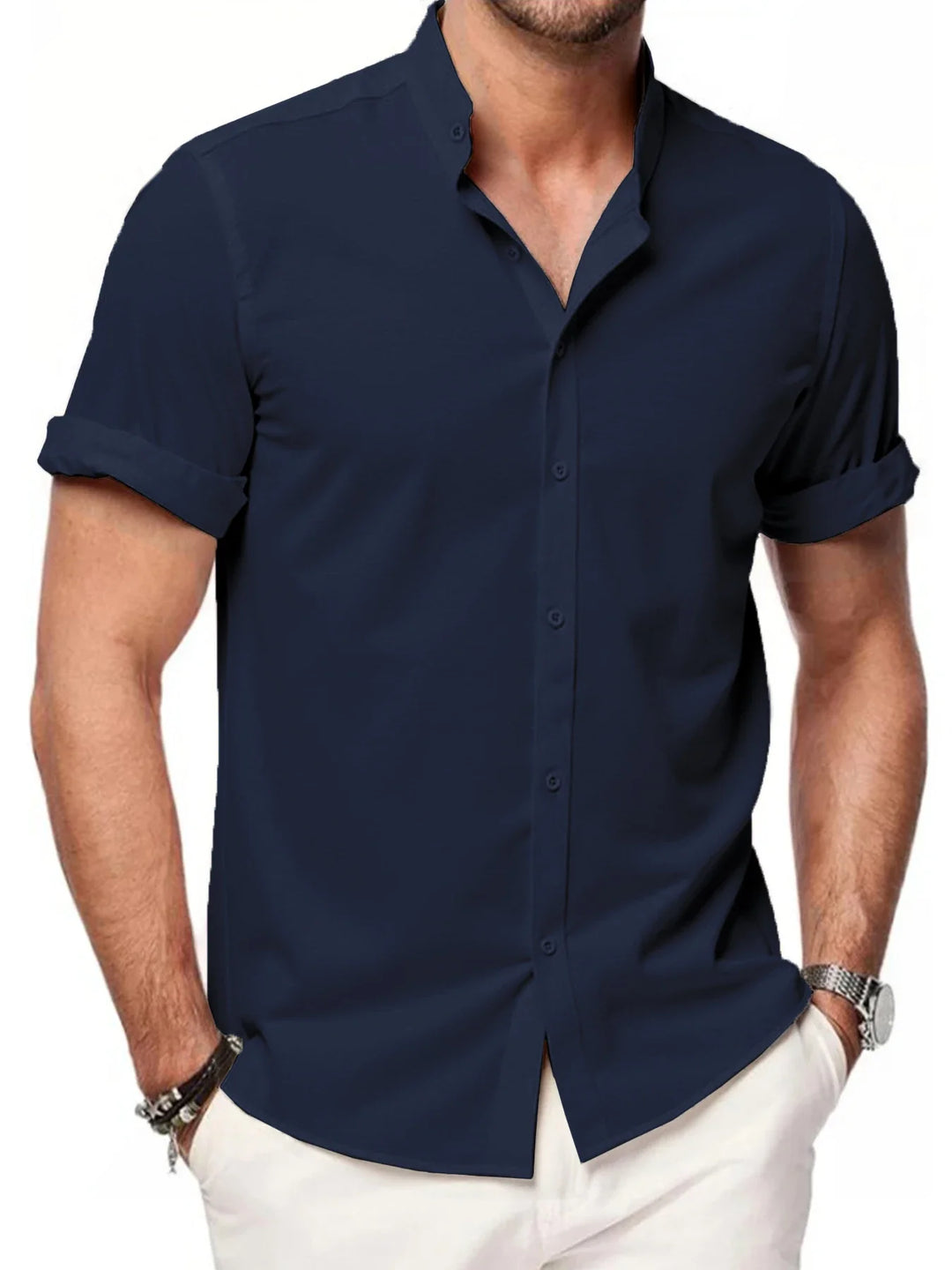 Max - Men's Henley Oxford Linen Shirt