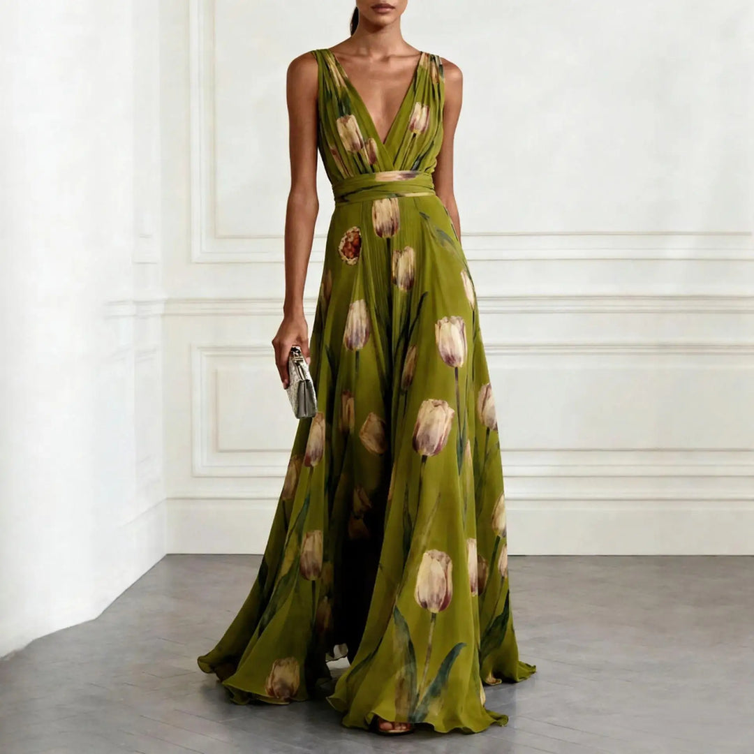 Victoria Tulip Chic Wedding Guest Maxi Dress