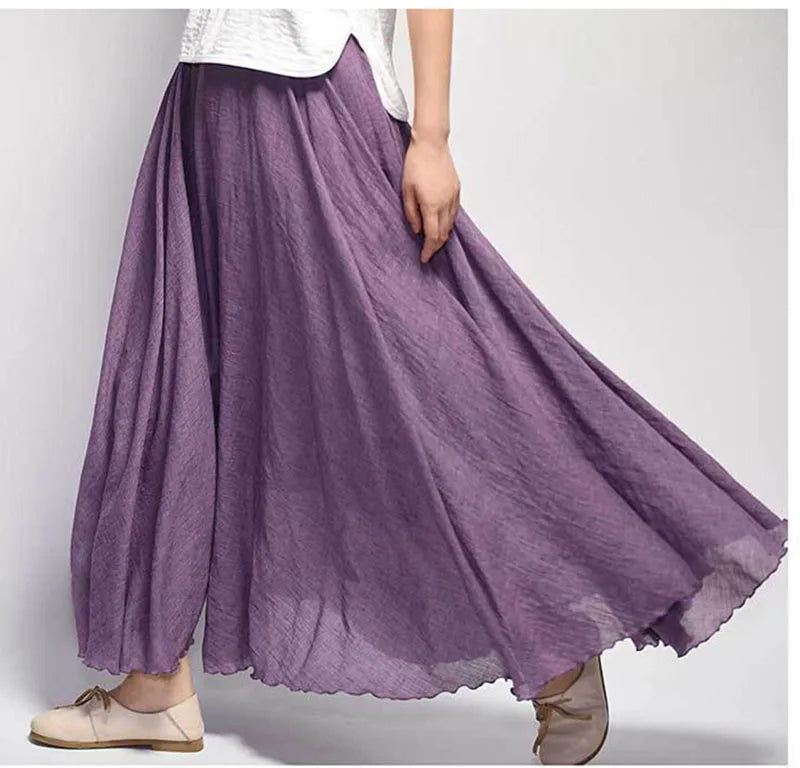Lunara - Women A-Line Flowy Linen Skirt