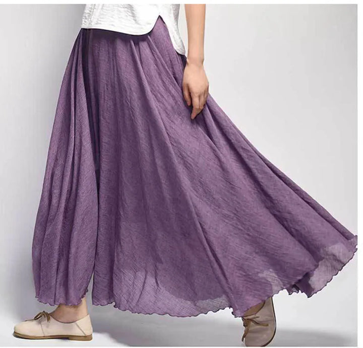 Lunara - Women A-Line Flowy Linen Skirt