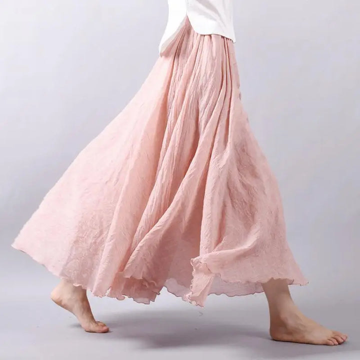 Lunara - Women A-Line Flowy Linen Skirt