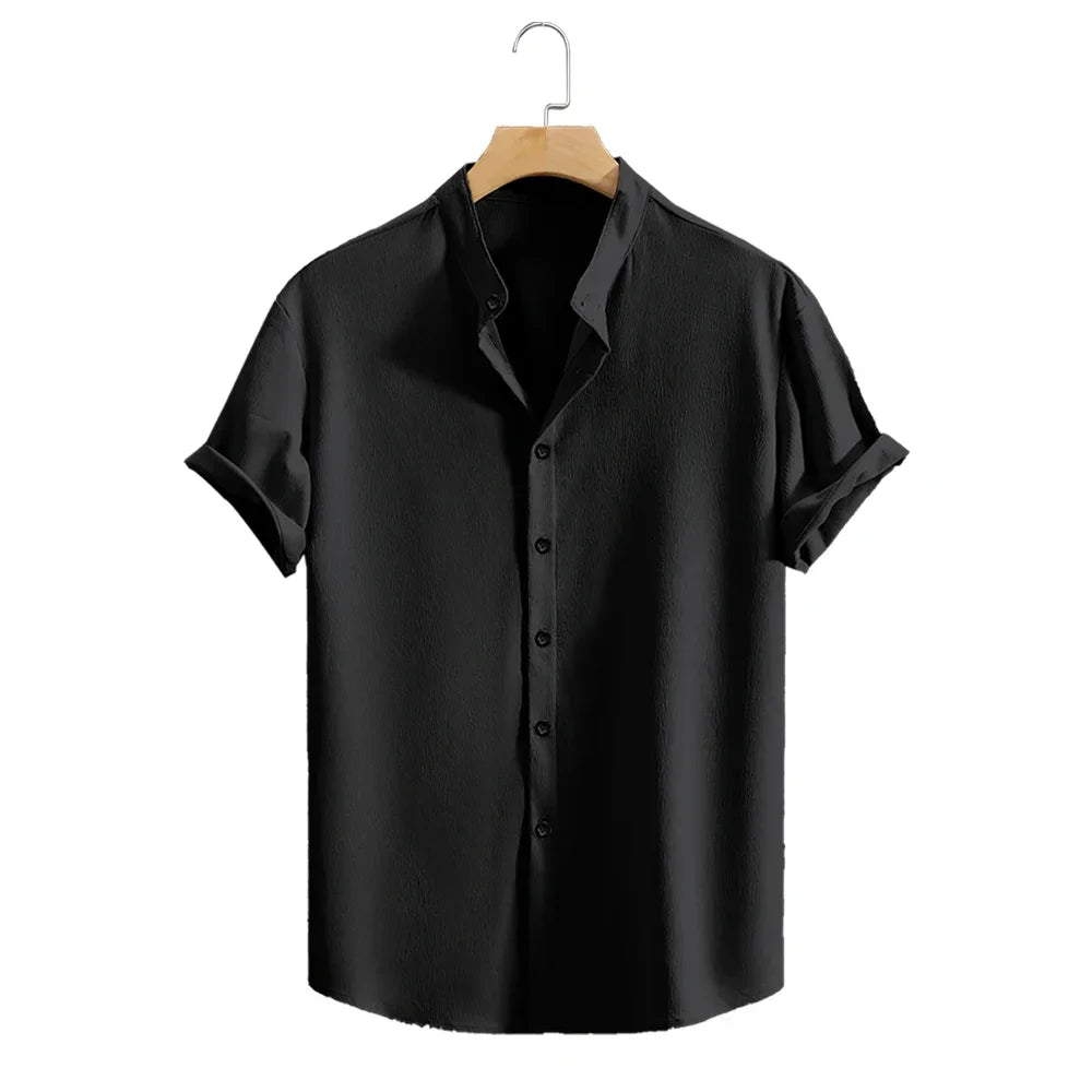 Max - Men's Henley Oxford Linen Shirt