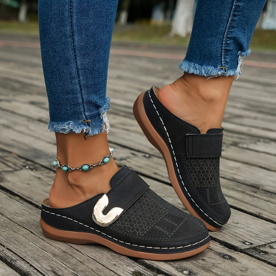 Stella - Chic Wedge Perforated Slip-On Sandals