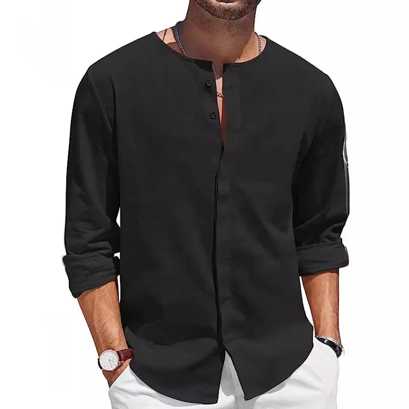 Jackson - Men's Button Front Linen Henley Summer Shirt