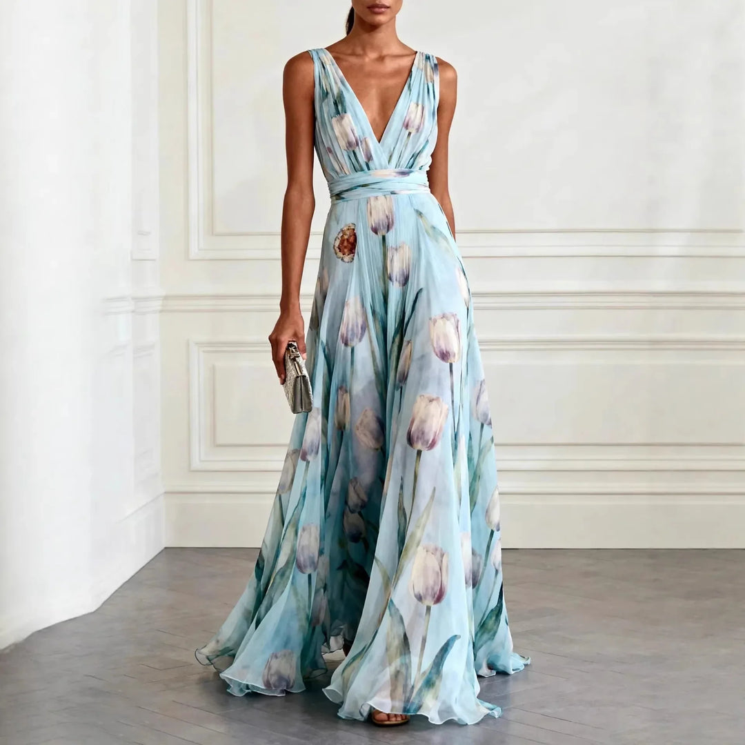 Victoria Tulip Chic Wedding Guest Maxi Dress