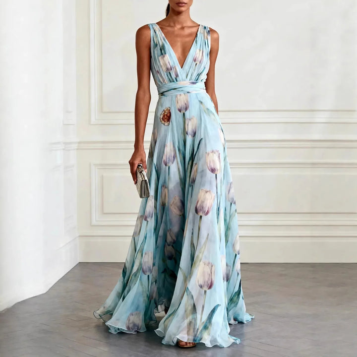 Victoria Tulip Chic Wedding Guest Maxi Dress