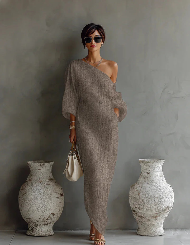 Daisy - Women Linen One Shoulder Maxi Dress