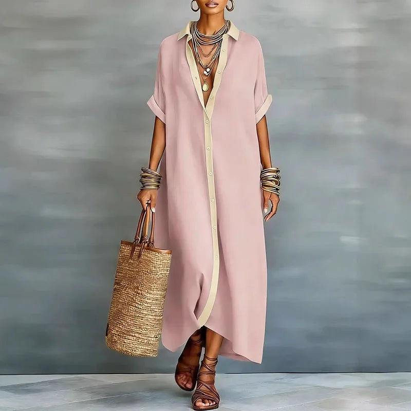 Gemma Elegant Linen Long Shirt Sundress