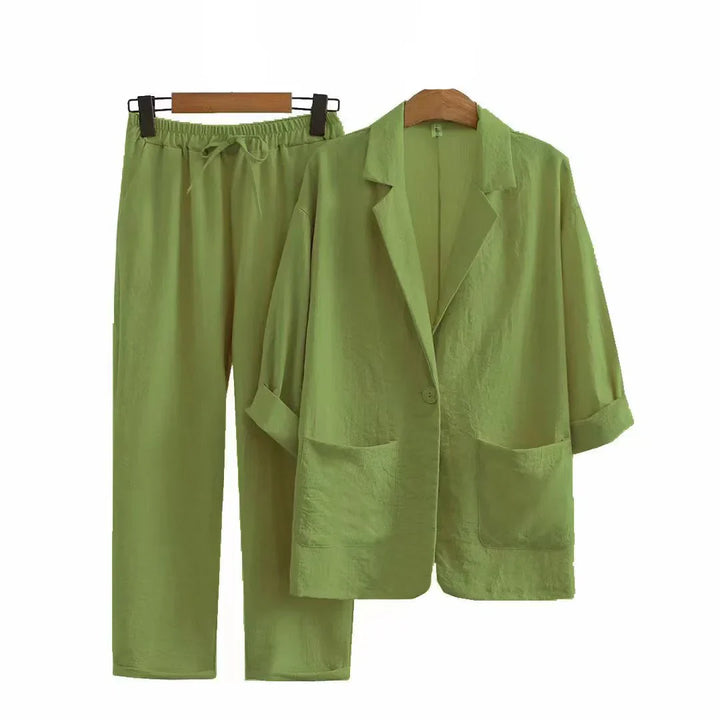 Maya - Casual Linen Vacation Matching Blazer Set