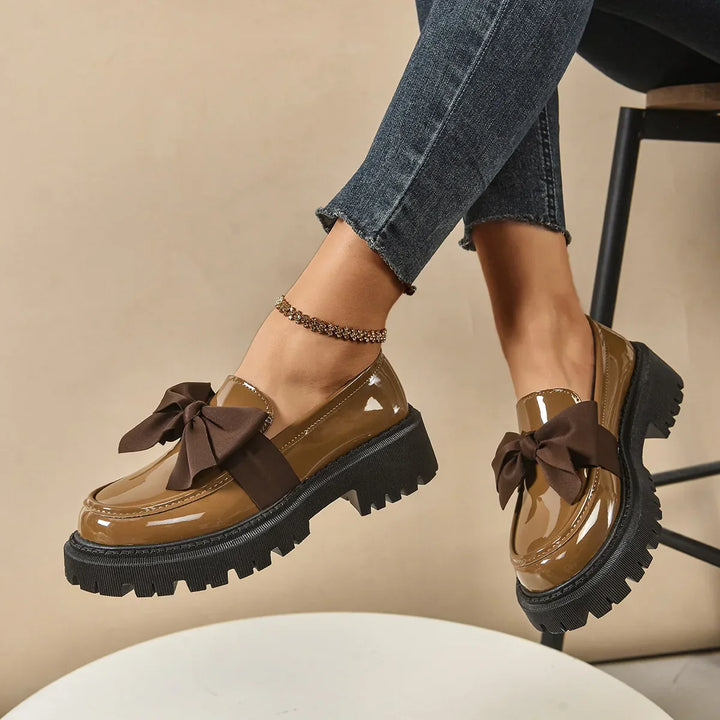 Selah - Chic Bow Rise Orthopedic Platform Loafers