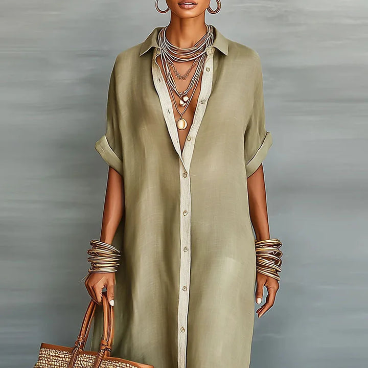 Gemma Elegant Linen Long Shirt Sundress