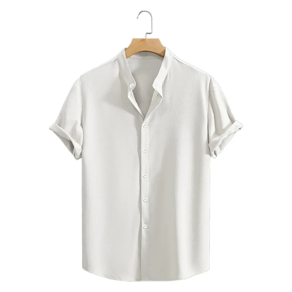 Max - Men's Henley Oxford Linen Shirt