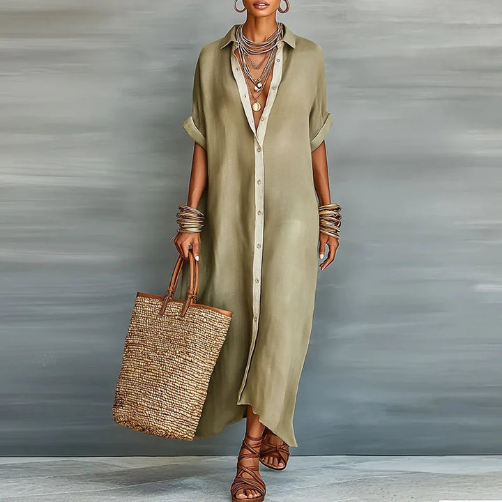 Gemma Elegant Linen Long Shirt Sundress