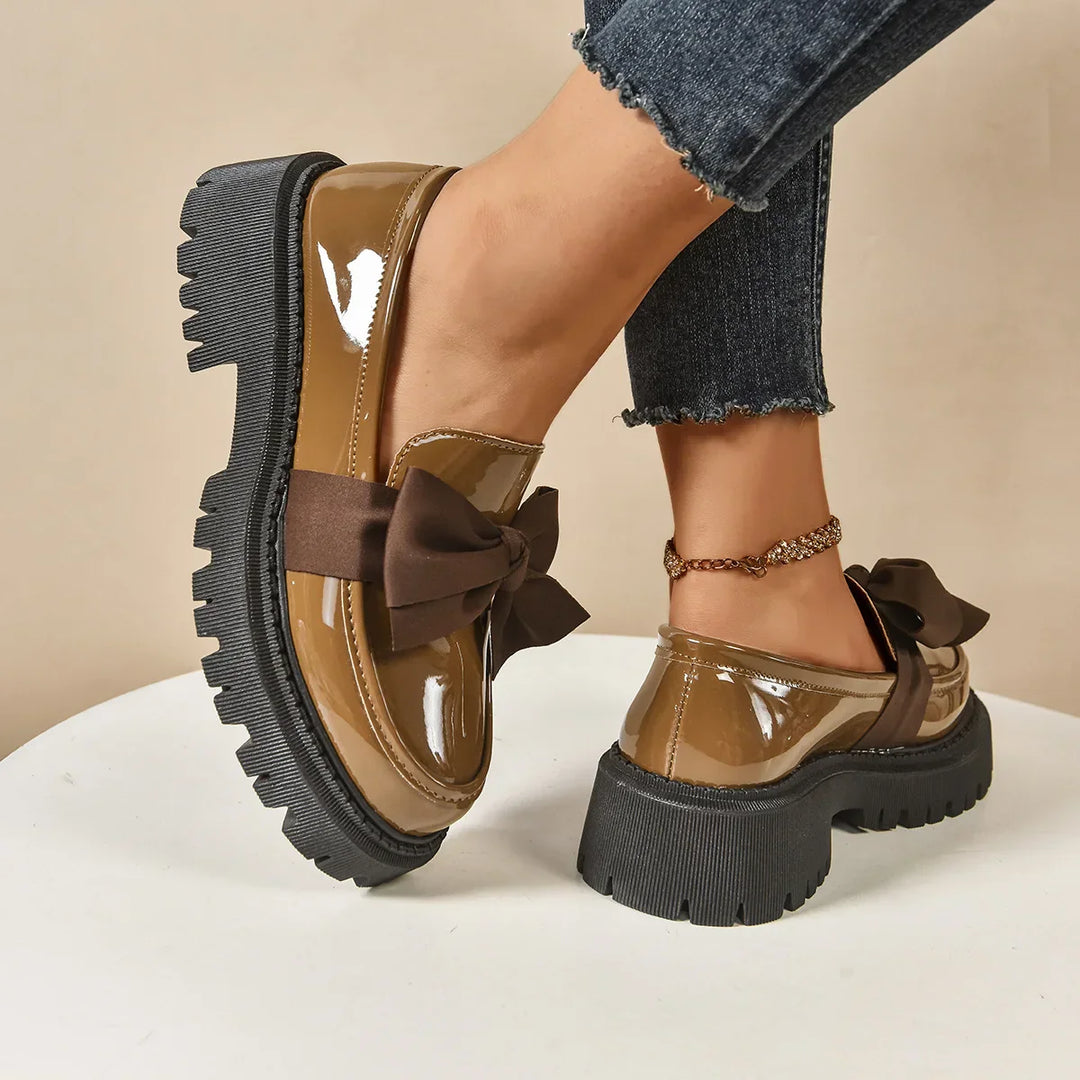 Selah - Chic Bow Rise Orthopedic Platform Loafers