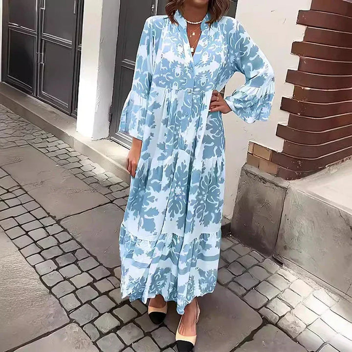 Chloe | Women Boho Printed Long Sleeve Midi Dress