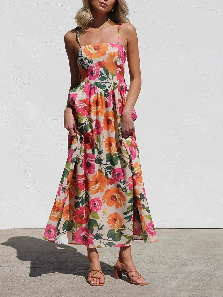 Isadora Women’s Floral Backless Slip Maxi Dress