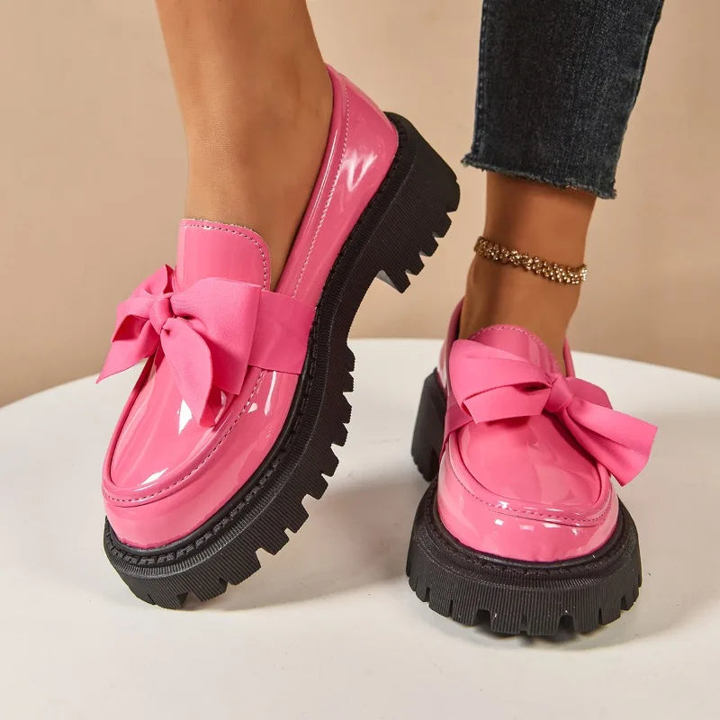 Selah - Chic Bow Rise Orthopedic Platform Loafers