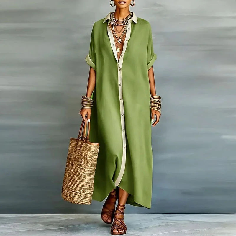 Gemma Elegant Linen Long Shirt Sundress