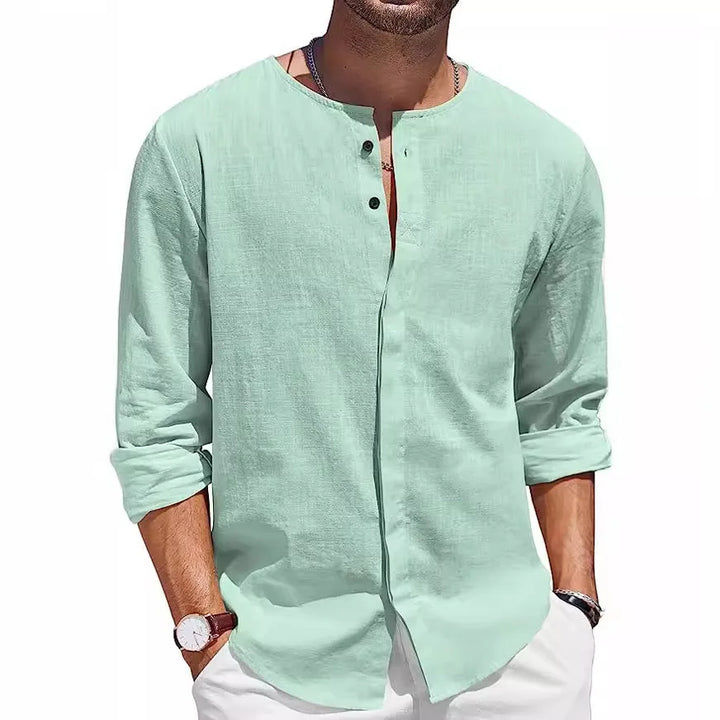 Jackson - Men's Button Front Linen Henley Summer Shirt