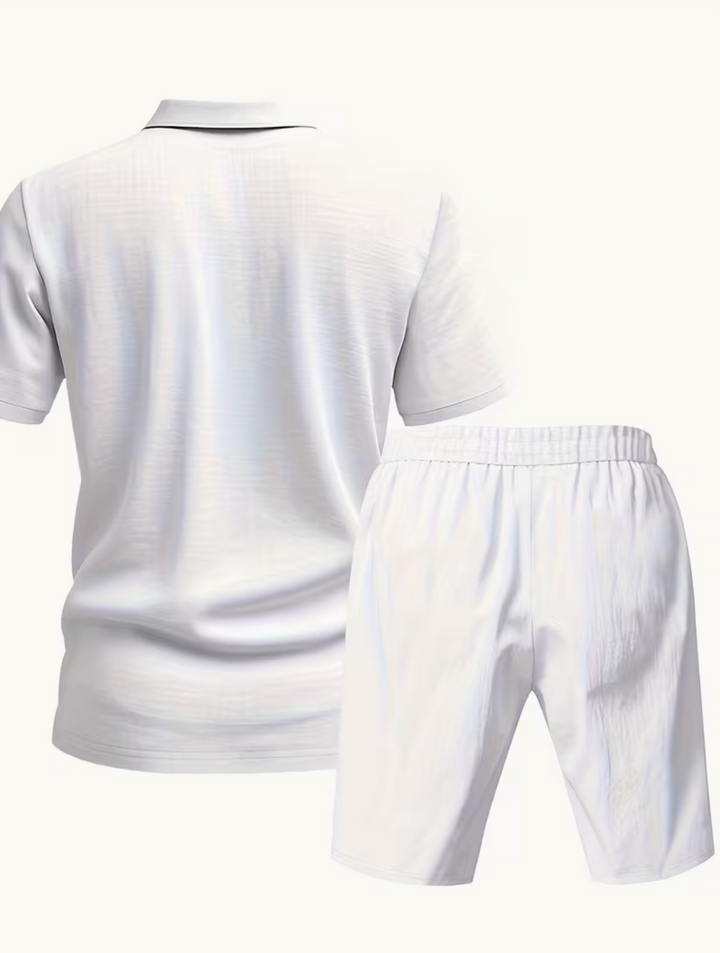 Ross - Men's Linen Premium Polo Shirt And Shorts Summer Set